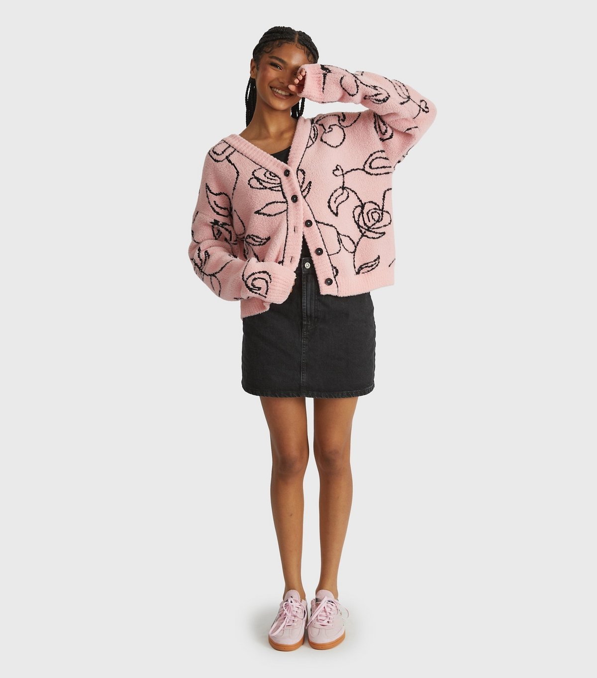 Skinnydip Women's Light Pink Rose Design Cardigan Skinnydip New Look - 2