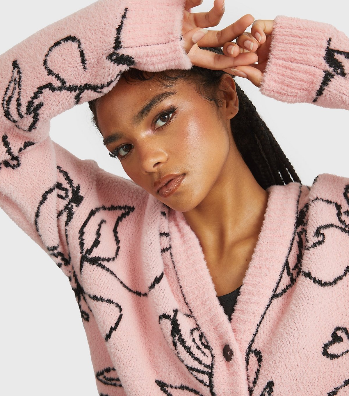 Skinnydip Women's Light Pink Rose Design Cardigan Skinnydip New Look - 3