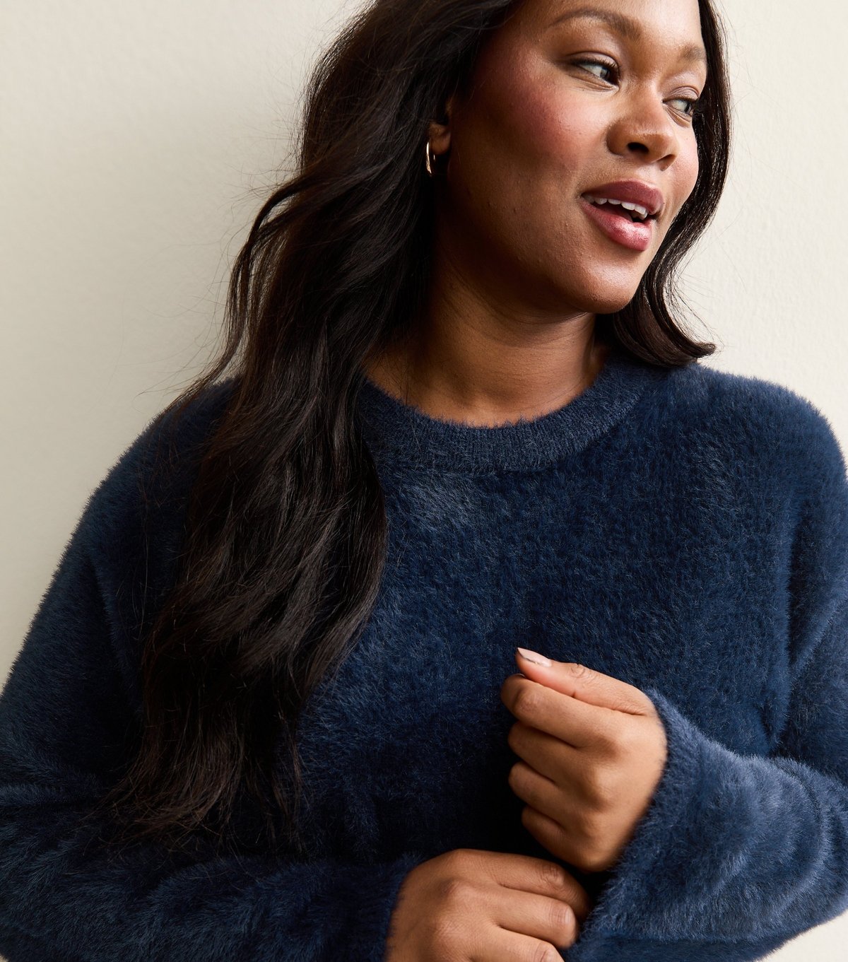 New Look Women's Plus Size Teal Fluffy Crew Neck Jumper Curves New Look - 2