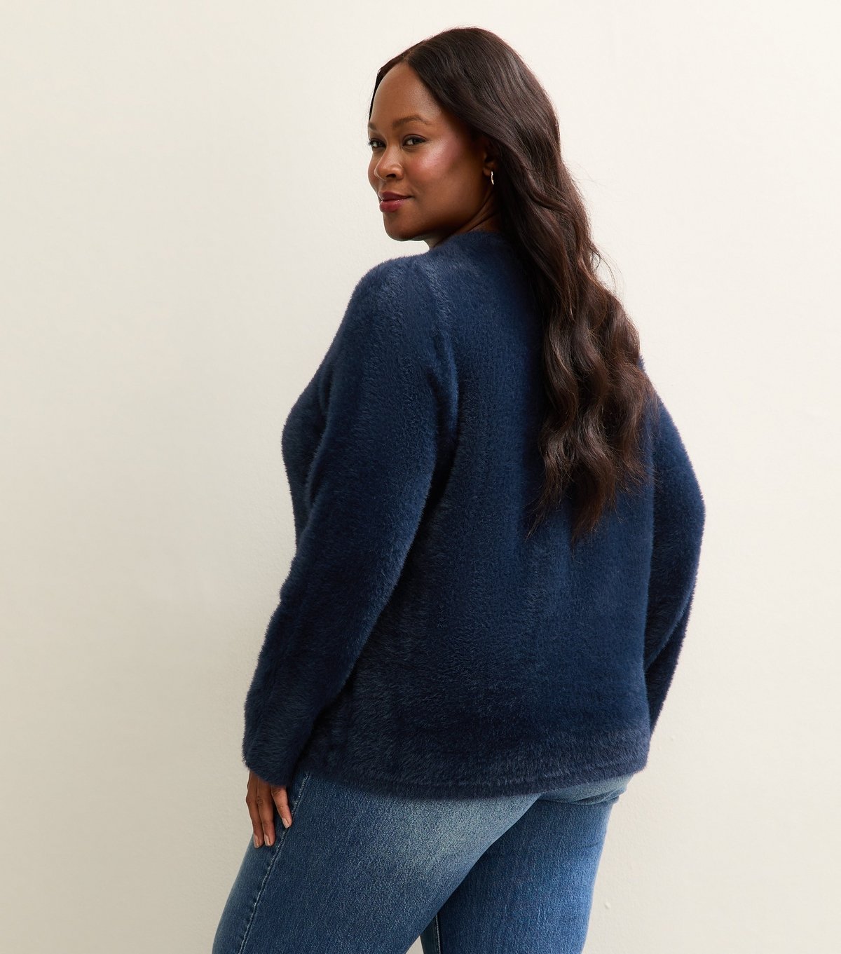 New Look Women's Plus Size Teal Fluffy Crew Neck Jumper Curves New Look - 4