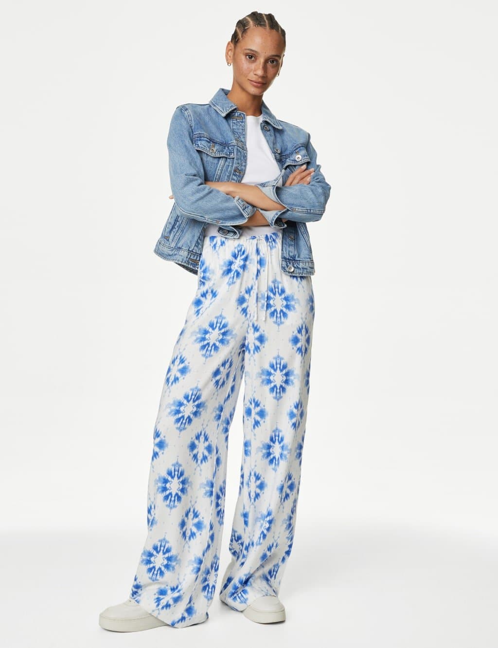 Marks & Spencer M&S Blue Floral Wide Leg Trousers
