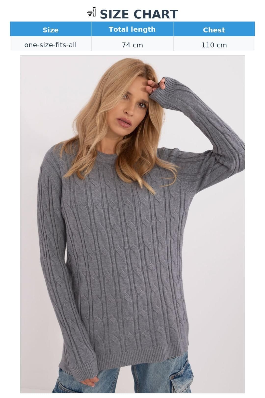 Love Lace Love Lace Women's Casual Round Neck Textured Knit Sweater Style 199528 in Grey - 4