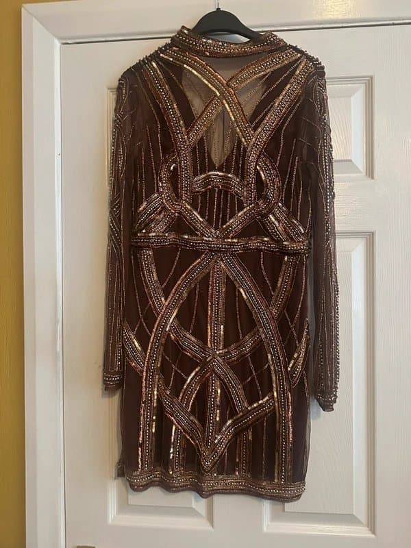 ASOS ASOS Bronze Sequin Embellished Mini Dress – Size 12