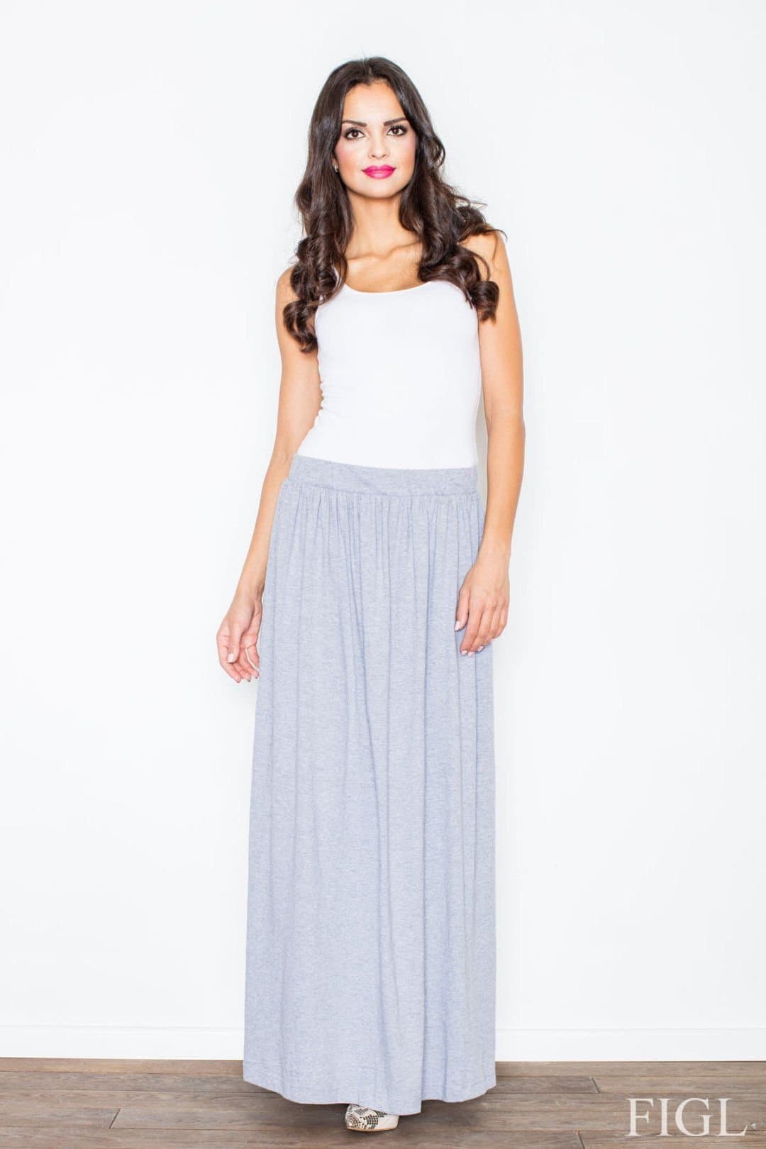 Love Lace Love Lace Grey Soft Cotton Maxi Skirt With Leg Slit