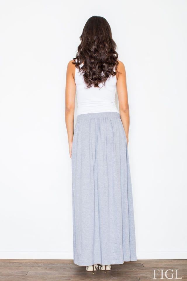 Love Lace Love Lace Women's Soft Cotton Maxi Skirt With Leg Slit in Grey - 2