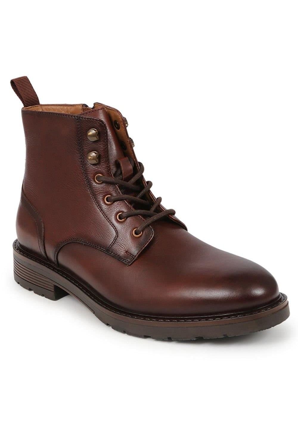 Jones Bootmaker Jones Bootmaker Brown Leather Lace-Up Boots