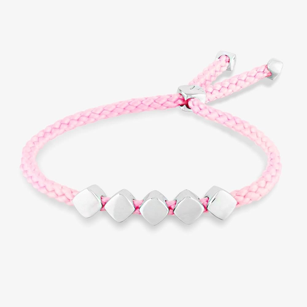T.H.Baker T.H.Baker Women's Rosa Lea Pink Cord Cube Toggle Bracelet AM-2THB034004 in Silver - 1