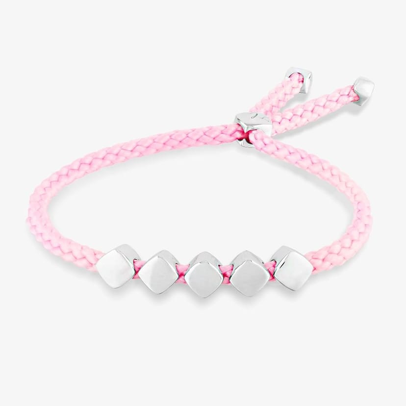 T.H.Baker T.H.Baker Women's Rosa Lea Pink Cord Cube Toggle Bracelet AM-2THB034004 in Silver - 1