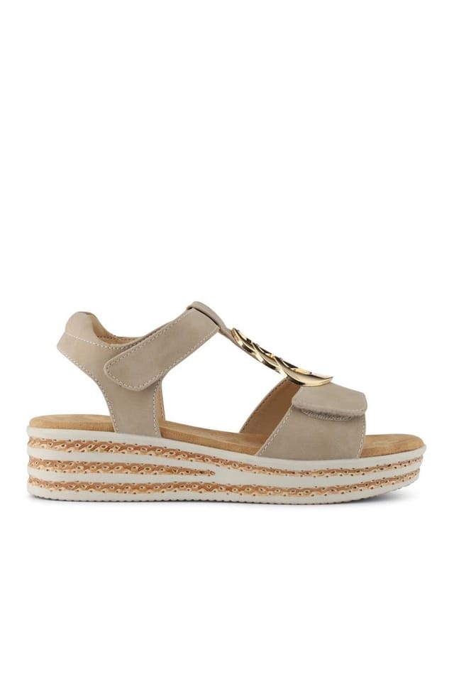Pavers Pavers Women's Wide-Fit Dual-Touch-Fasten Sandals in Beige - 2