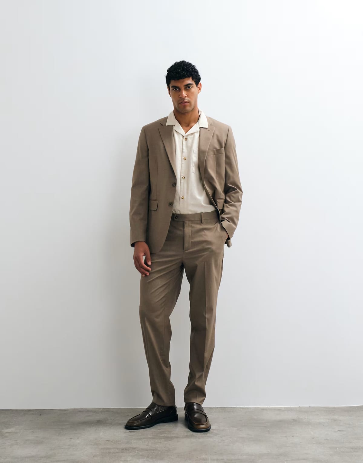ASOS Mango Milan slim fit suit trouser co-ord in mushroom - 1
