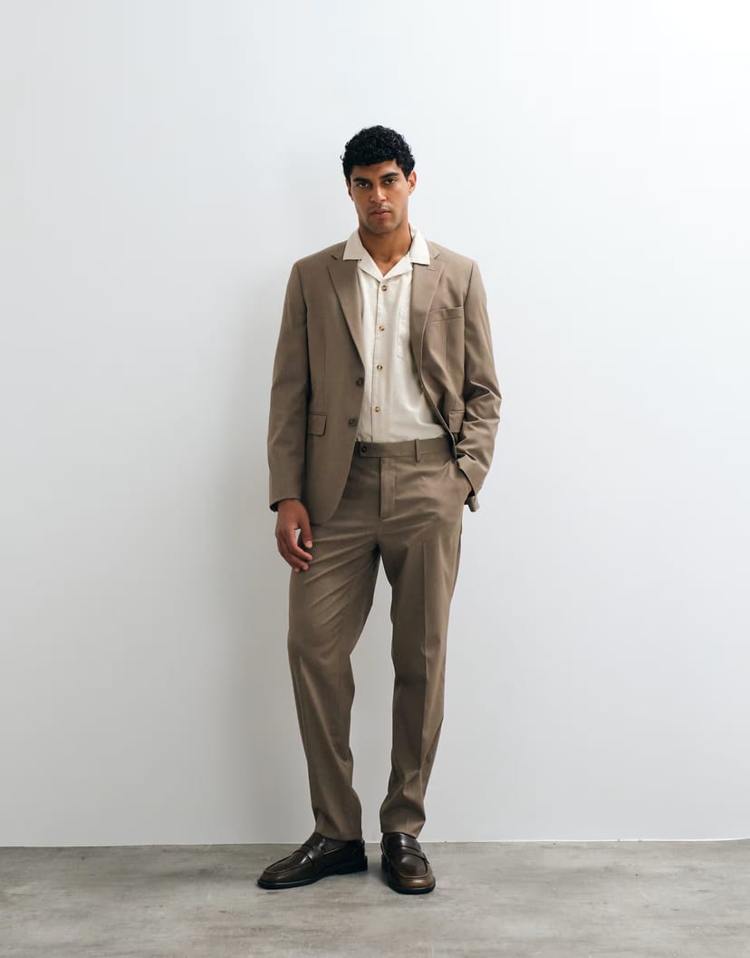 ASOS Mango Milan slim fit suit trouser co-ord in mushroom - 1