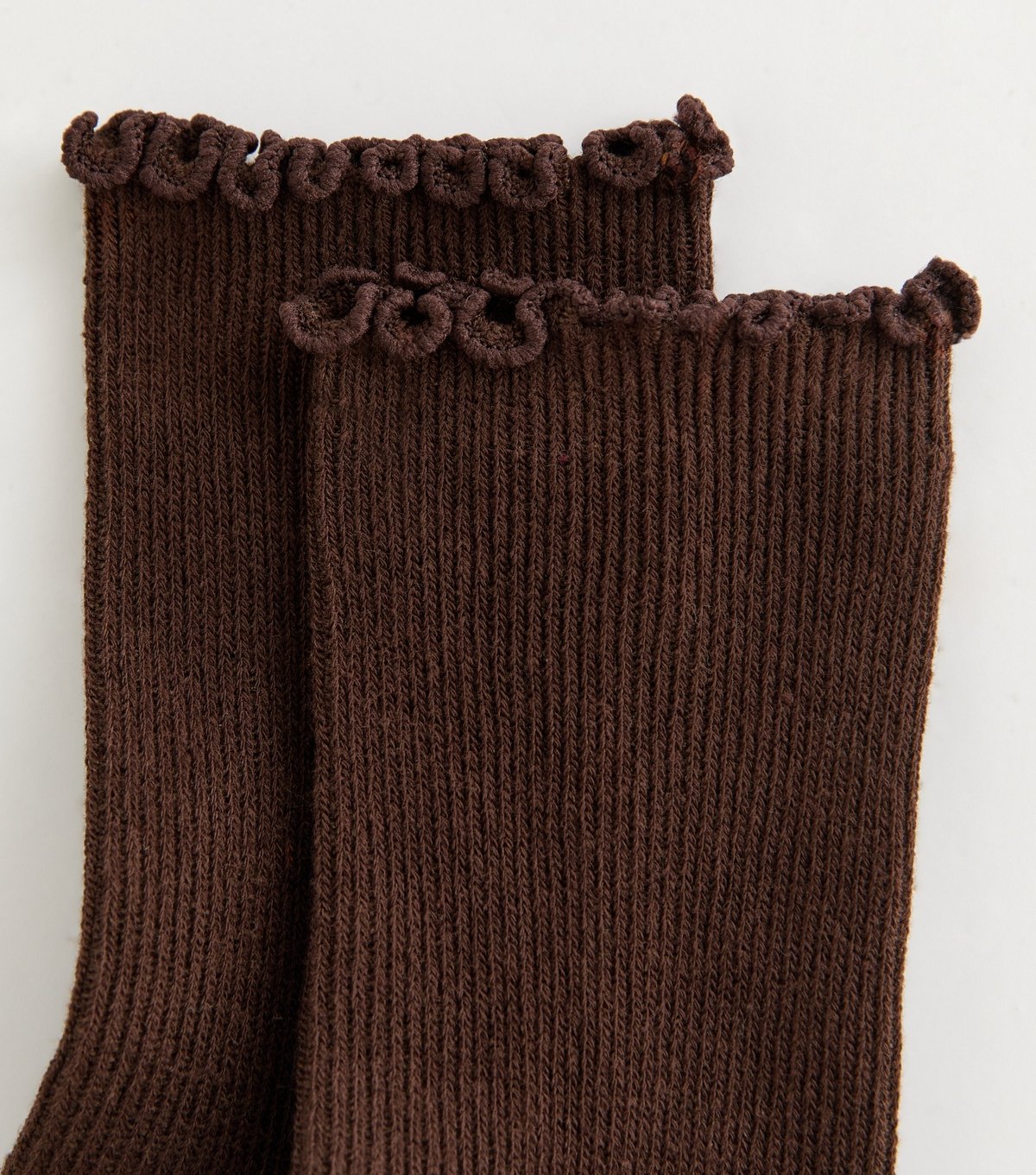 New Look Brown Ribbed Frilly Trimmed Socks New Look - 2