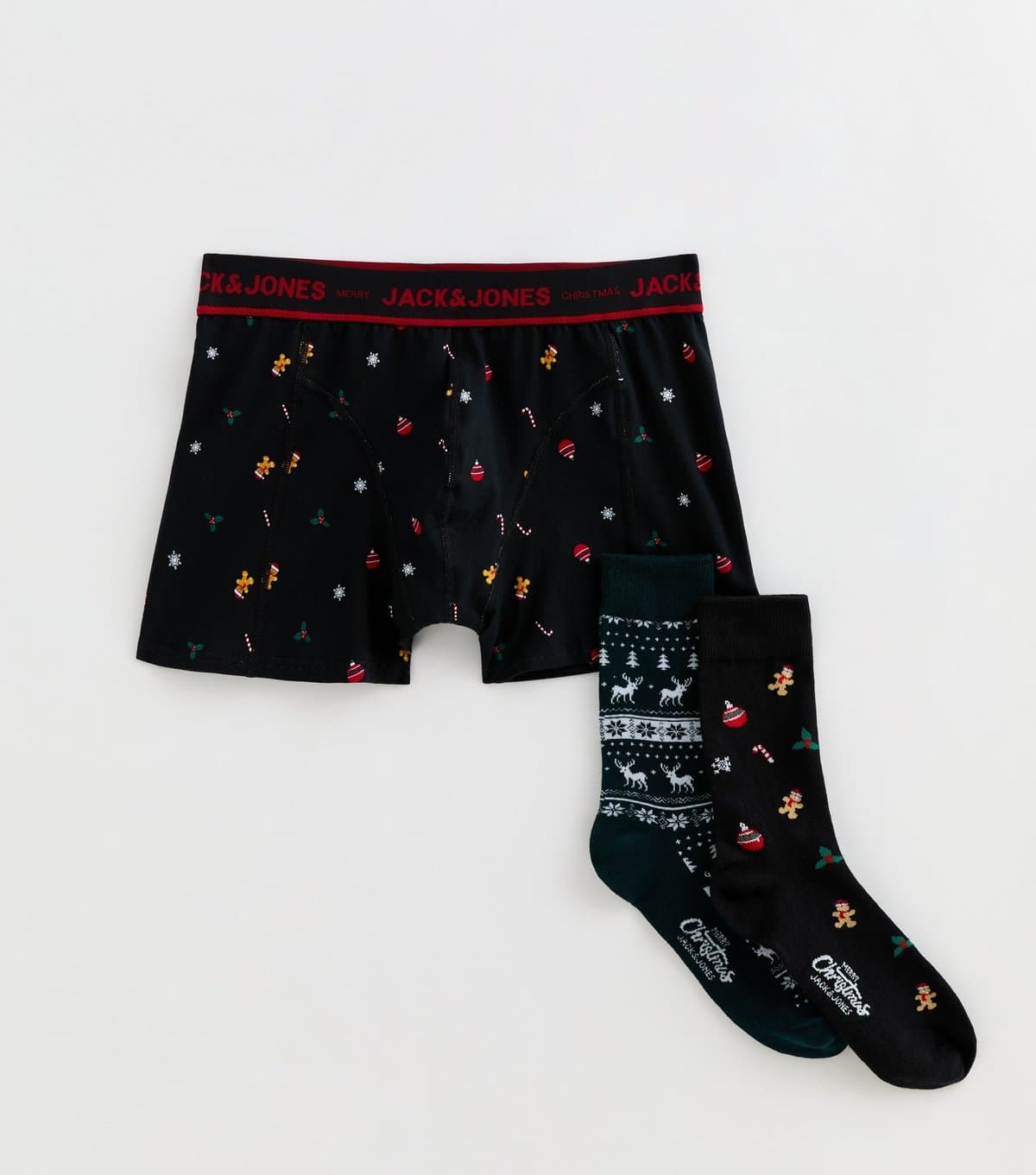 jack & jones Men's Black Christmas Socks and Boxers Gift Set Jack & Jones New Look