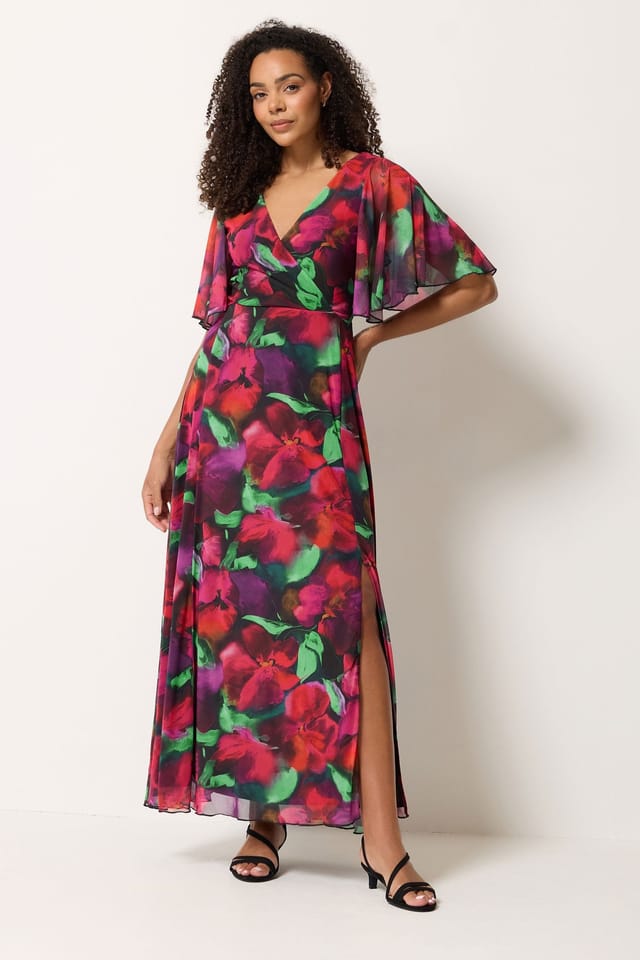 M&Co M&Co Women's Floral Print Mesh Maxi Wrap Dress - 3