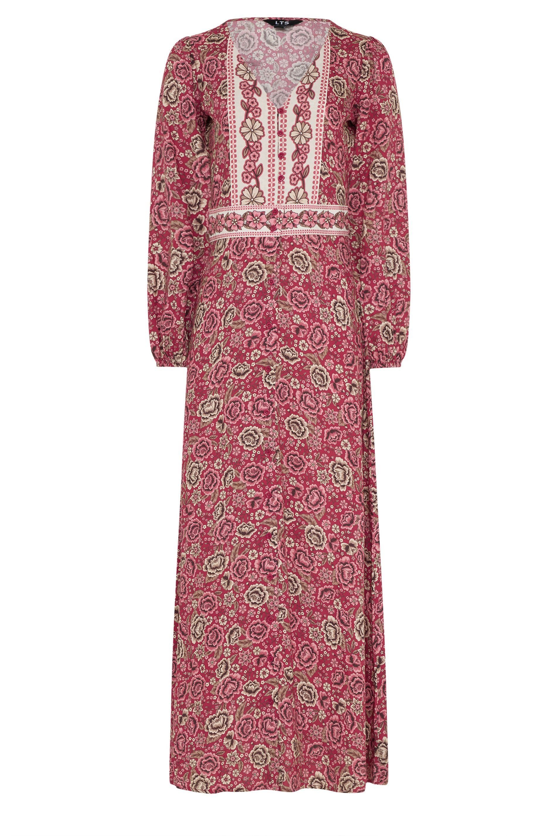 Long Tall Sally Long Tall Sally Women's Tall Floral Button Maxi Dress in Raspberry - 2