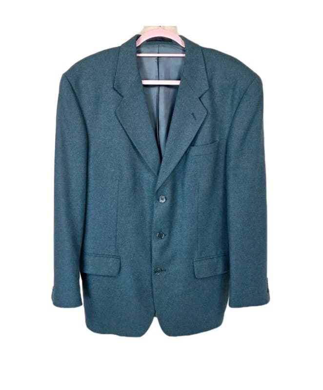 Futura Vintage Mens Blue Wool Blend Blazer Jacket 40R Smart Office Formal