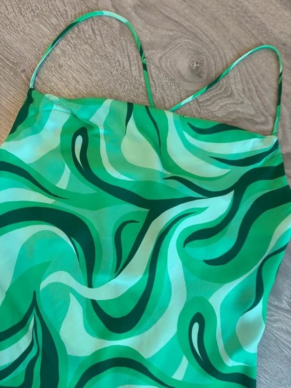 Zara Zara Green Abstract Print Satin Mini Dress Size M - 1