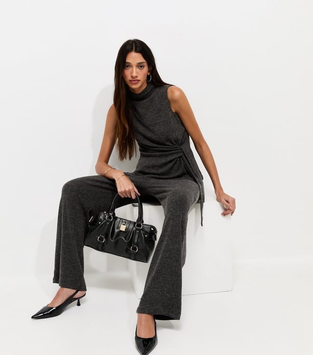 New Look Women's Dark Grey Knotted High Neck Sleeveless Top New Look - 3