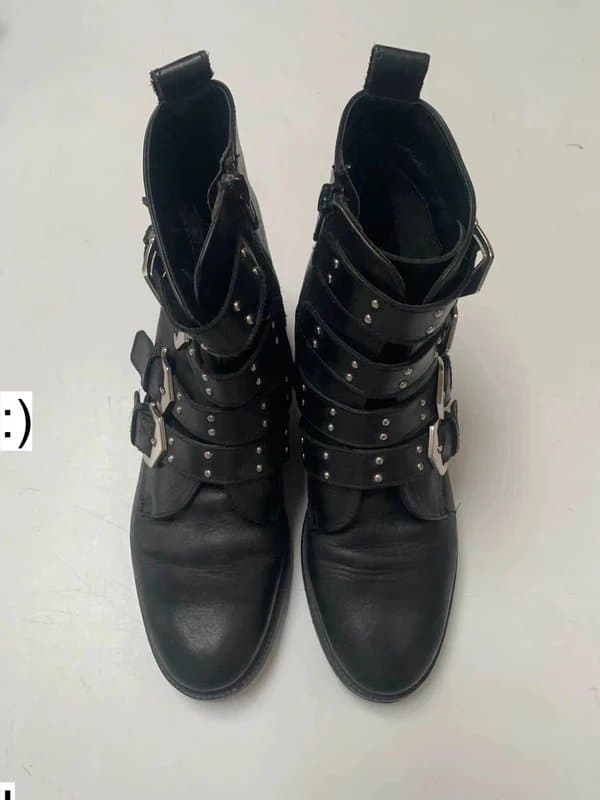 Kurt Geiger Carvela biker boots 4 ankle Kurt Geiger black silver leather