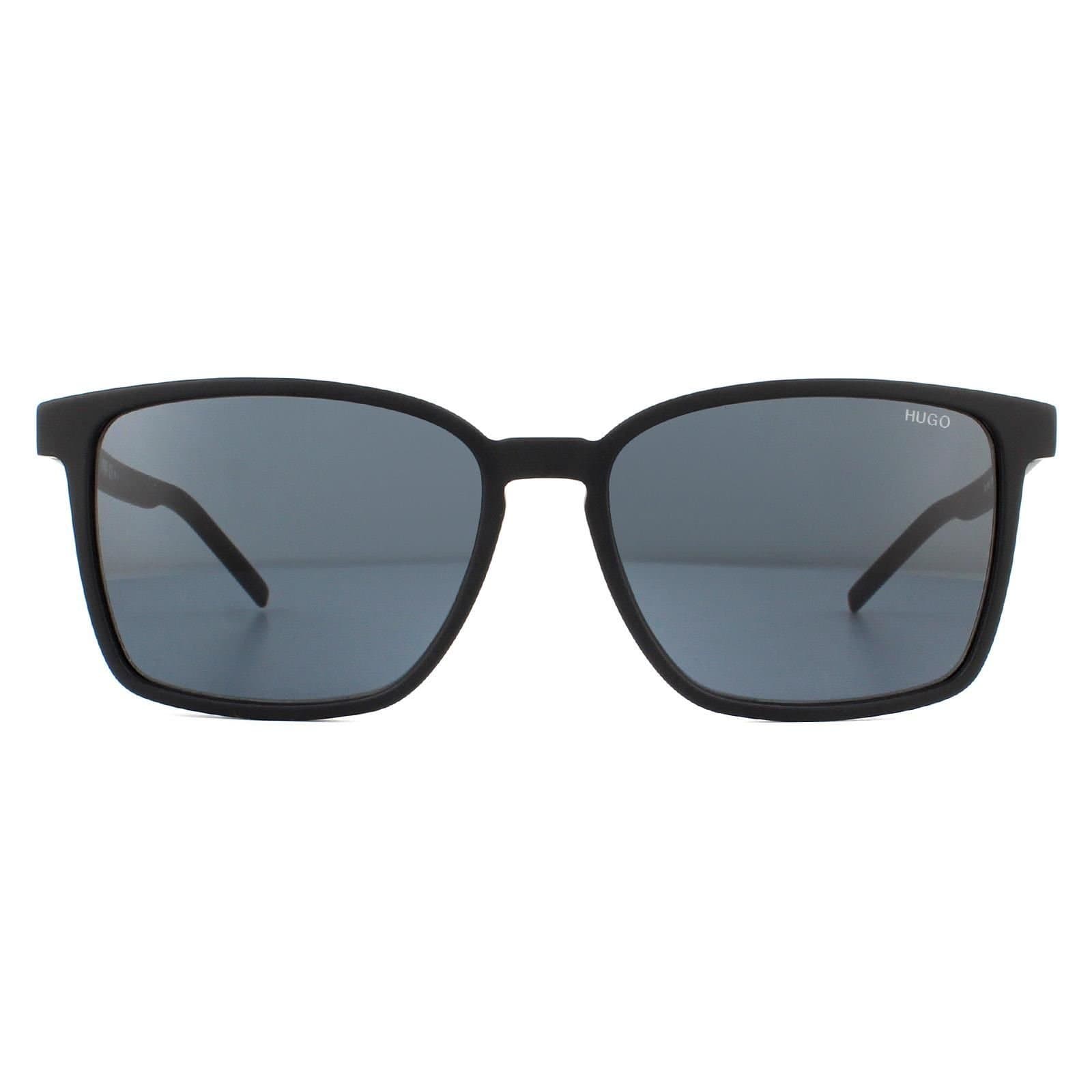 HUGO HUGO Men's Square Matte Black Grey Sunglasses