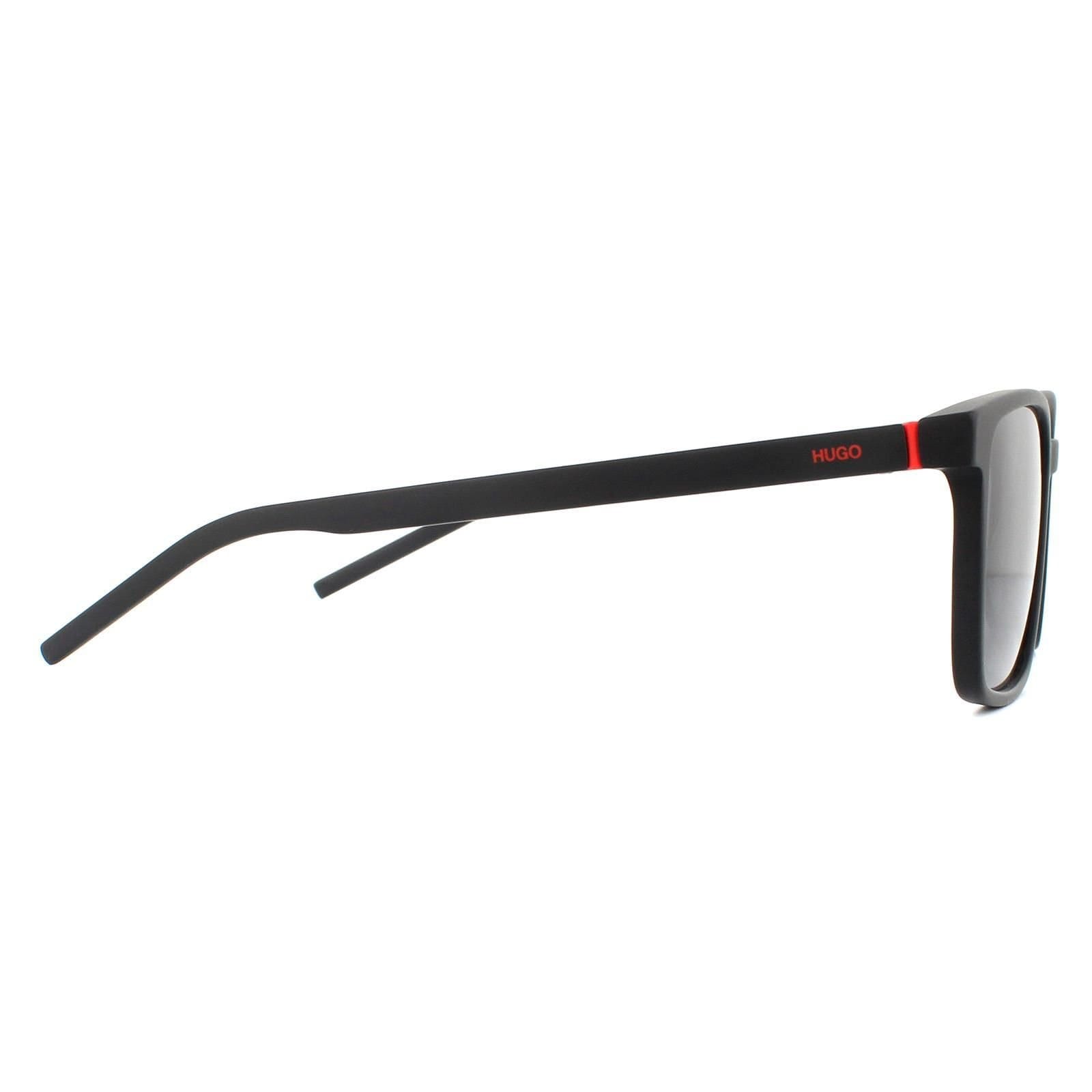 HUGO HUGO Men's Square Matte Black Grey Sunglasses - 4