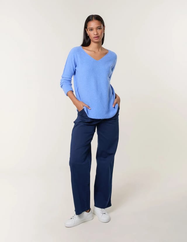 Blue Vanilla Soft Touch V-Neck Jumper - 2