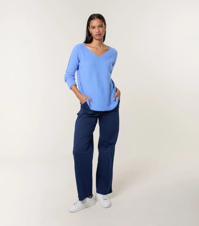 Blue Vanilla Soft Touch V-Neck Jumper - 3
