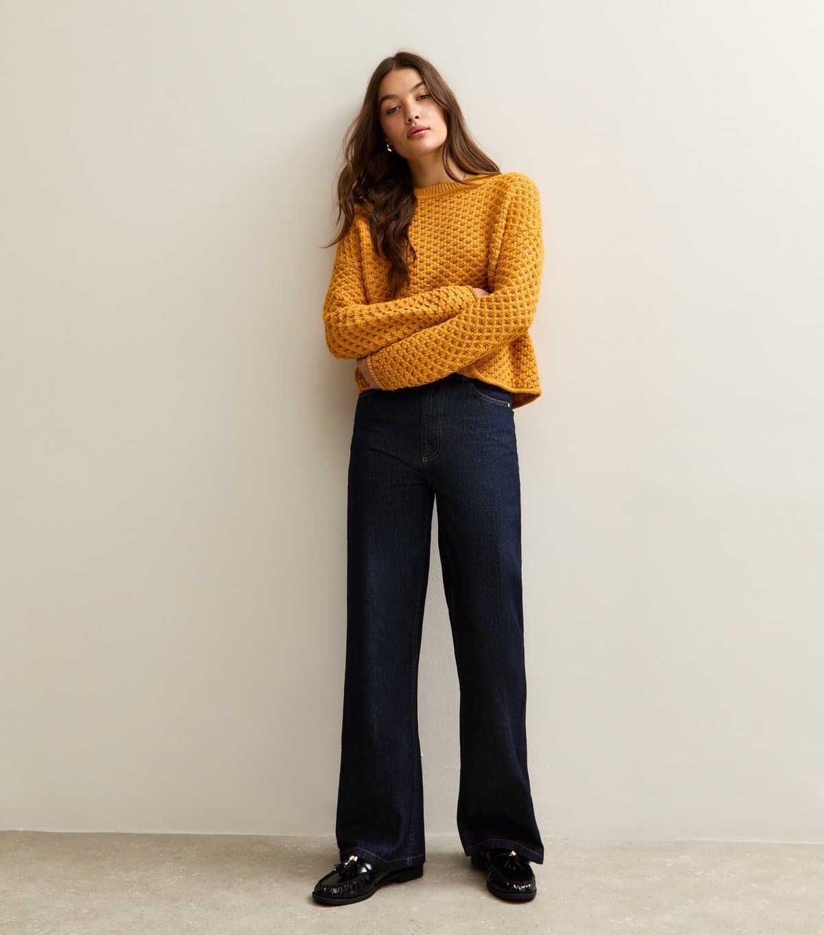 New Look Women's Dark Yellow Stitch Knit Jumper New Look