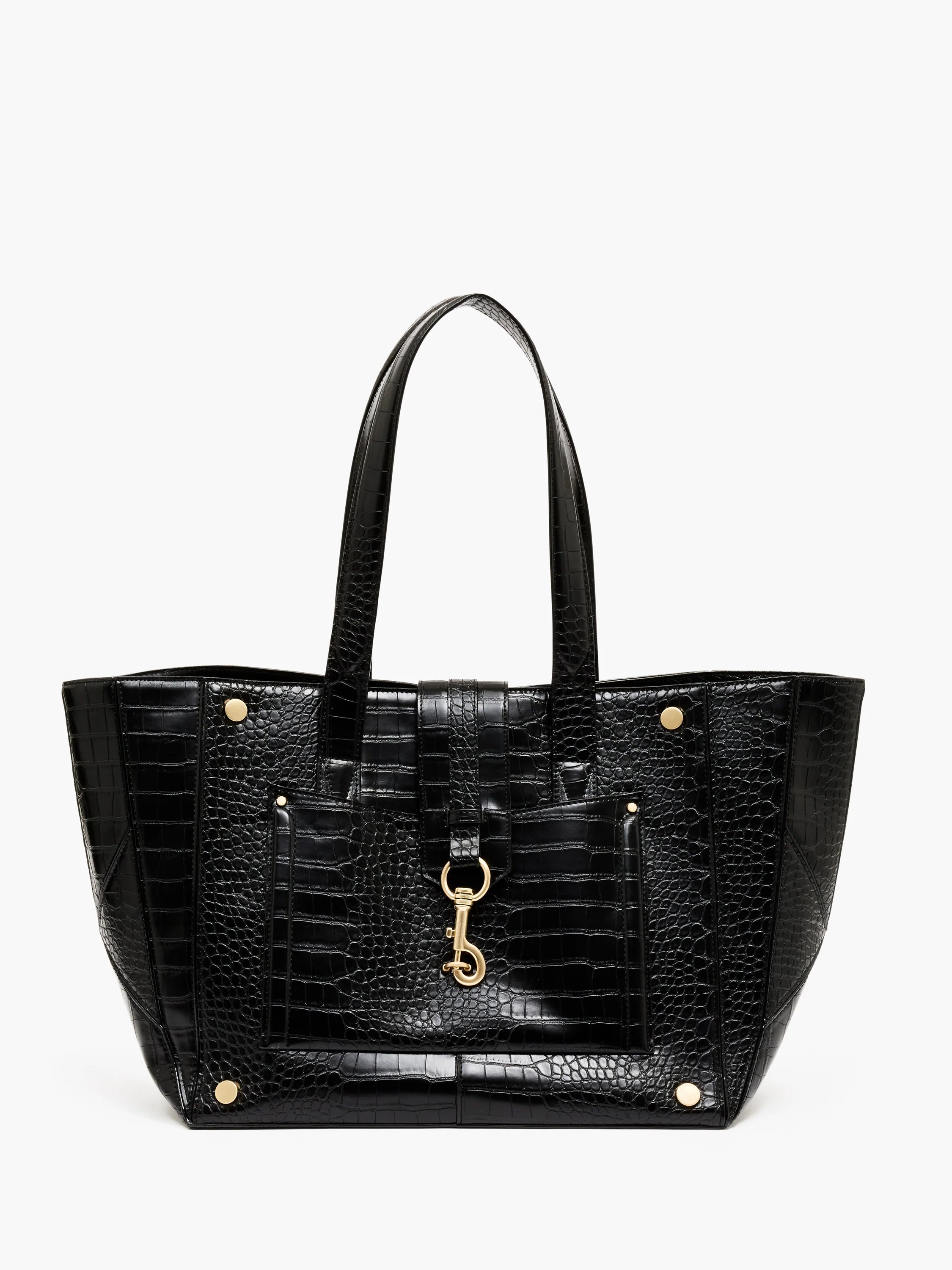 French Connection Origami Croc Tote Bag Black - 1