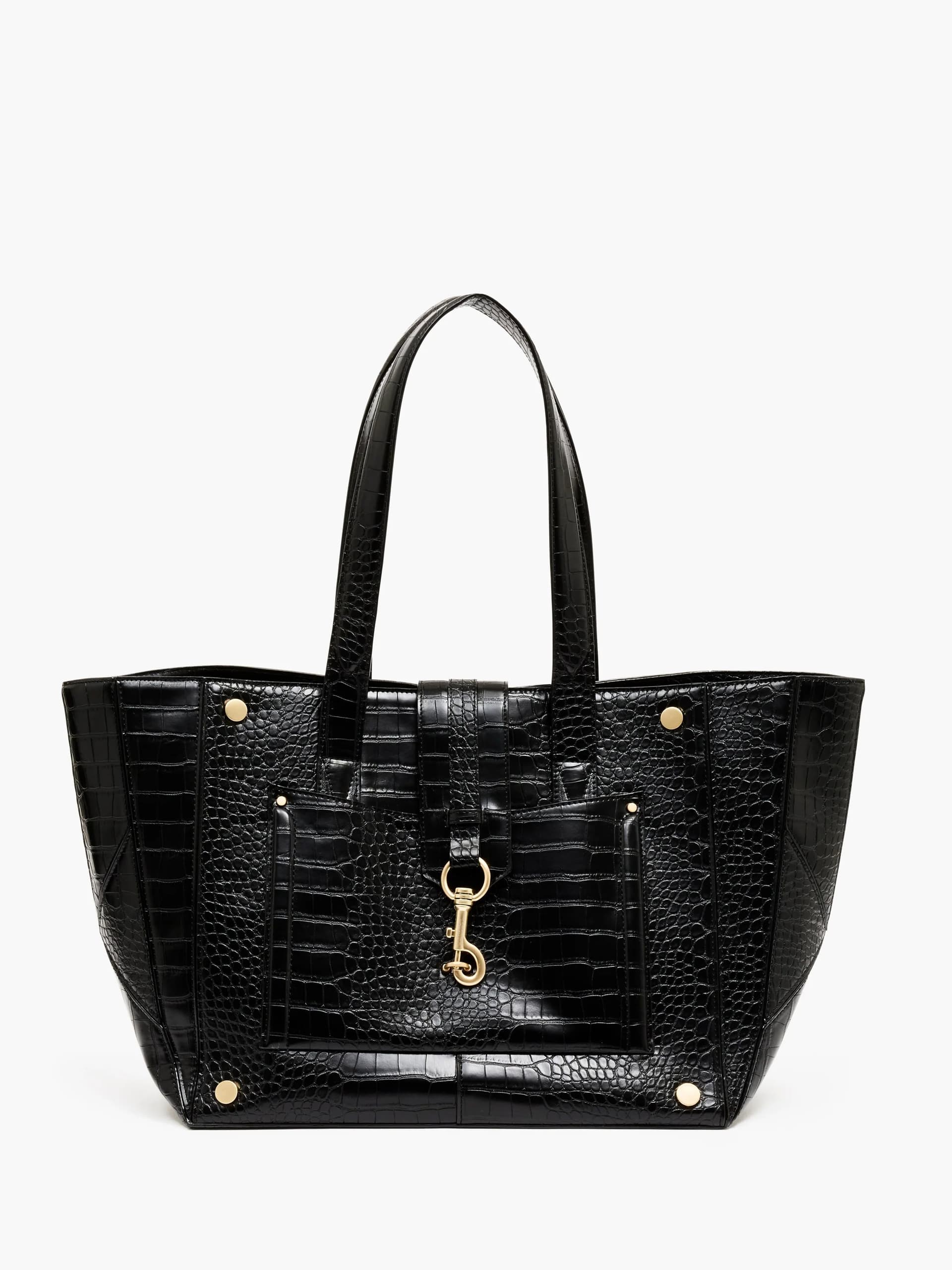 French Connection Origami Croc Tote Bag Black