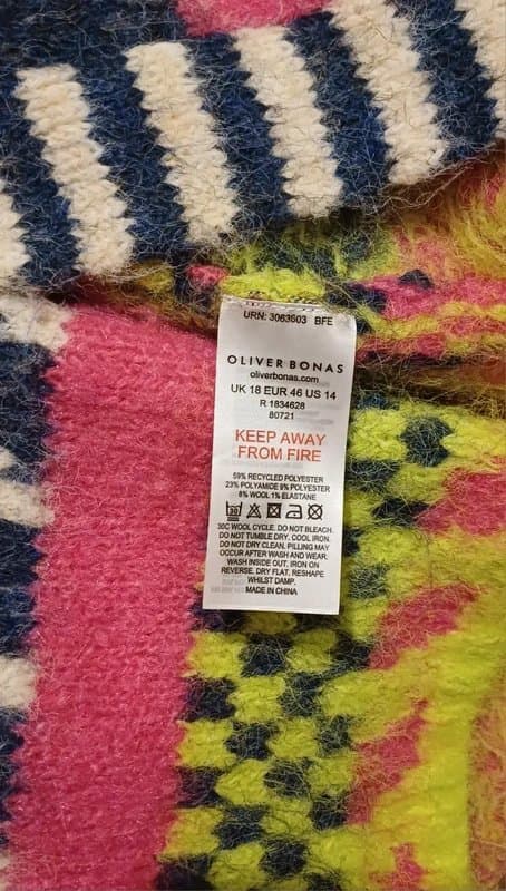 Oliver Bonas Oliver Bonas Striped Fluffy Knitted Wrap Cardigan RRP £68- size 18