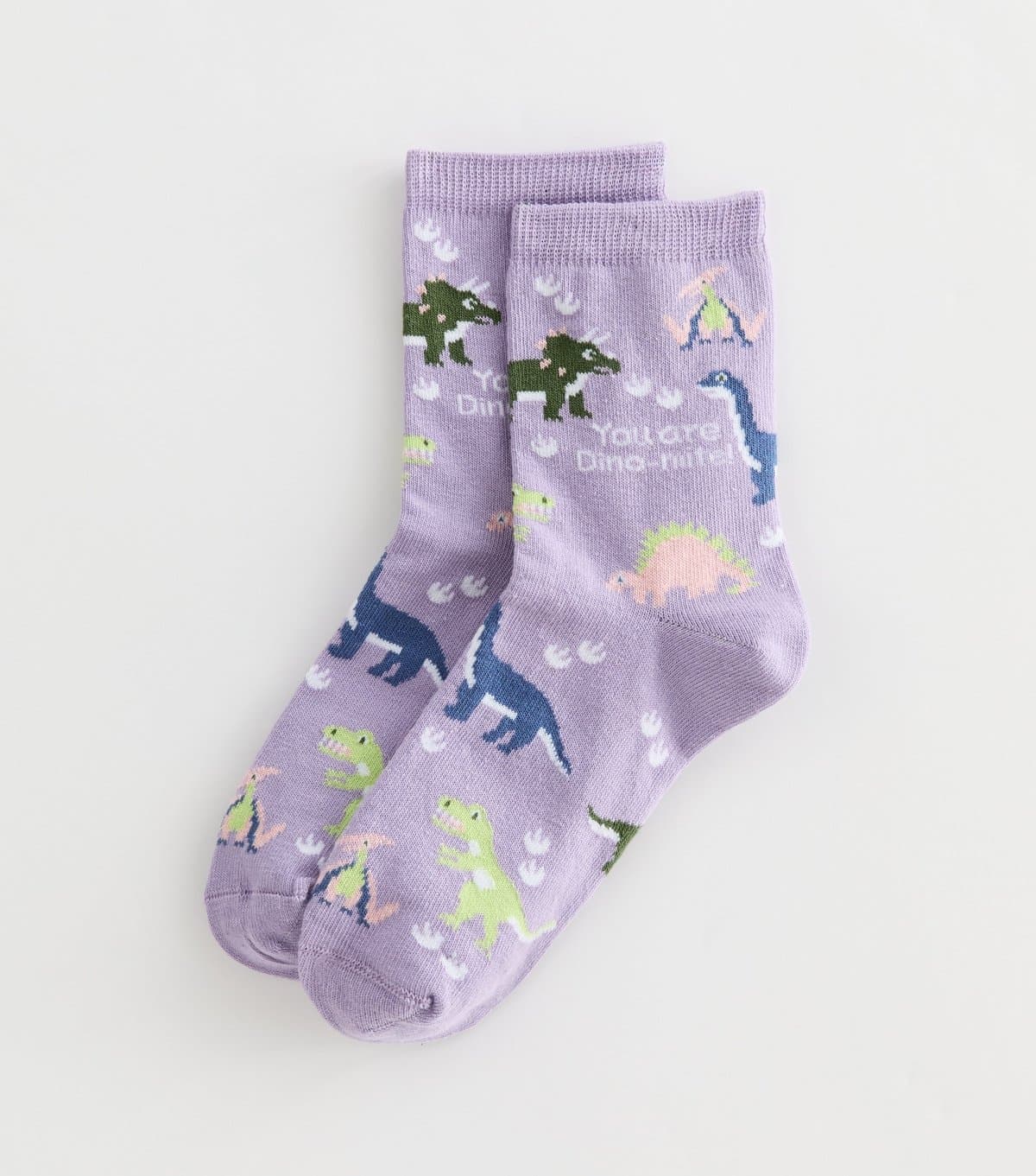 New Look Purple Dinosaur Patterned Slogan Ankle Socks New Look