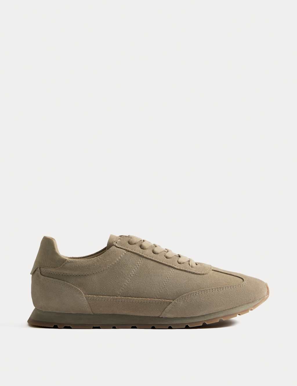 Marks & Spencer M&S Suede Lace-Up Runner Trainers Stone