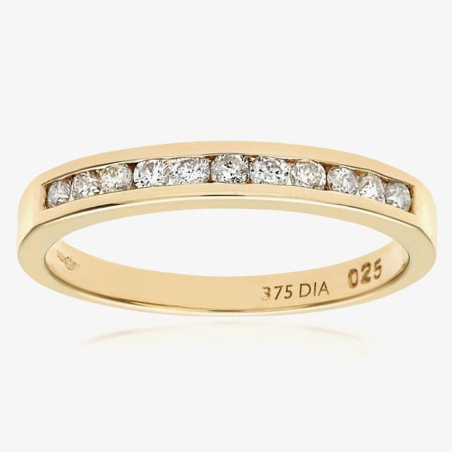 T.H.Baker T.H.Baker Women's 9ct Yellow Gold 0.50ct Diamond Channel Set Half Eternity Ring - 2