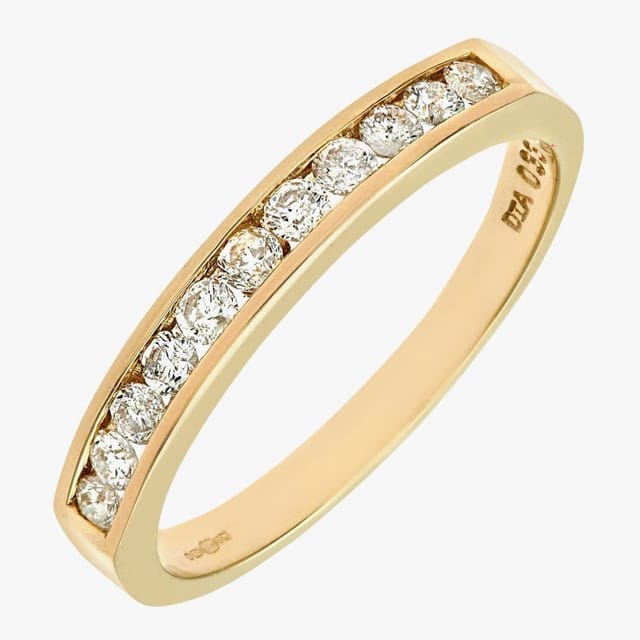 T.H.Baker T.H.Baker Women's 9ct Yellow Gold 0.50ct Diamond Channel Set Half Eternity Ring - 3
