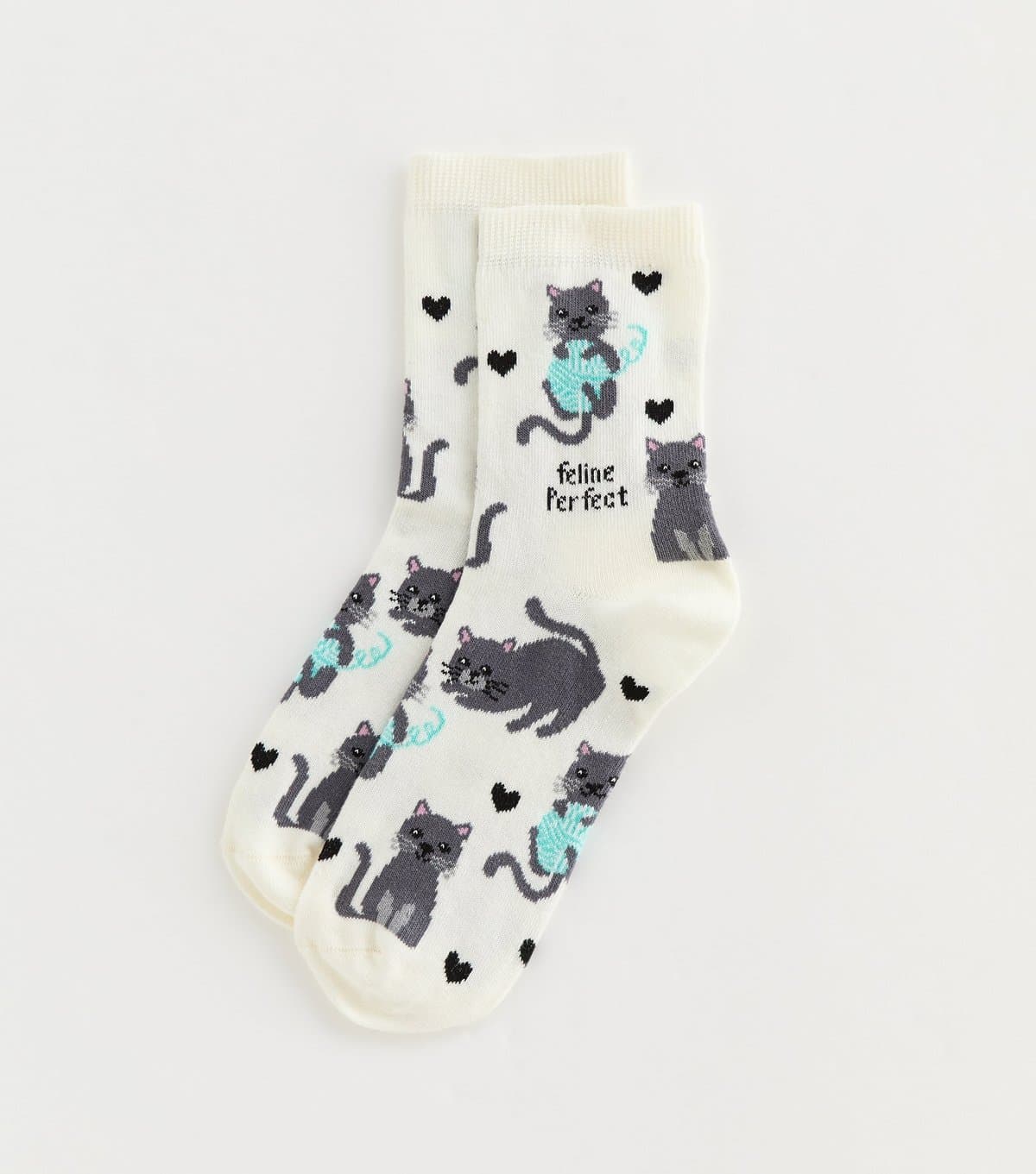 New Look Cream Feline Perfect Socks New Look