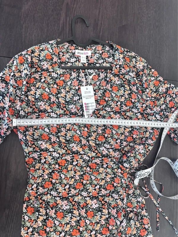 Urban Bliss Urban Bliss Floral Summer Wrap Dress UK 12 Black Pink Orange Mini Tea Dress NWT