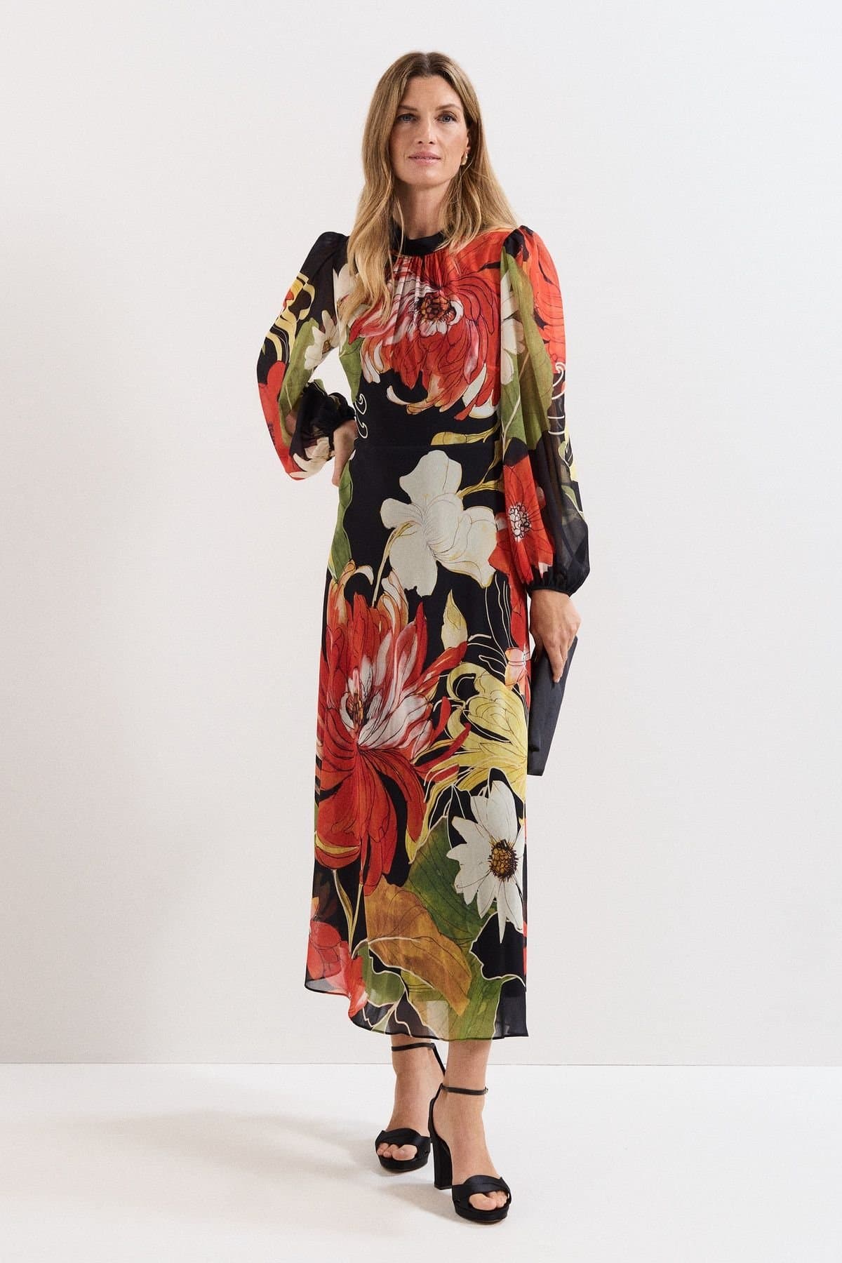 Phase Eight Phase Eight Women's Eve Floral Printed Midi Dress in Cerise