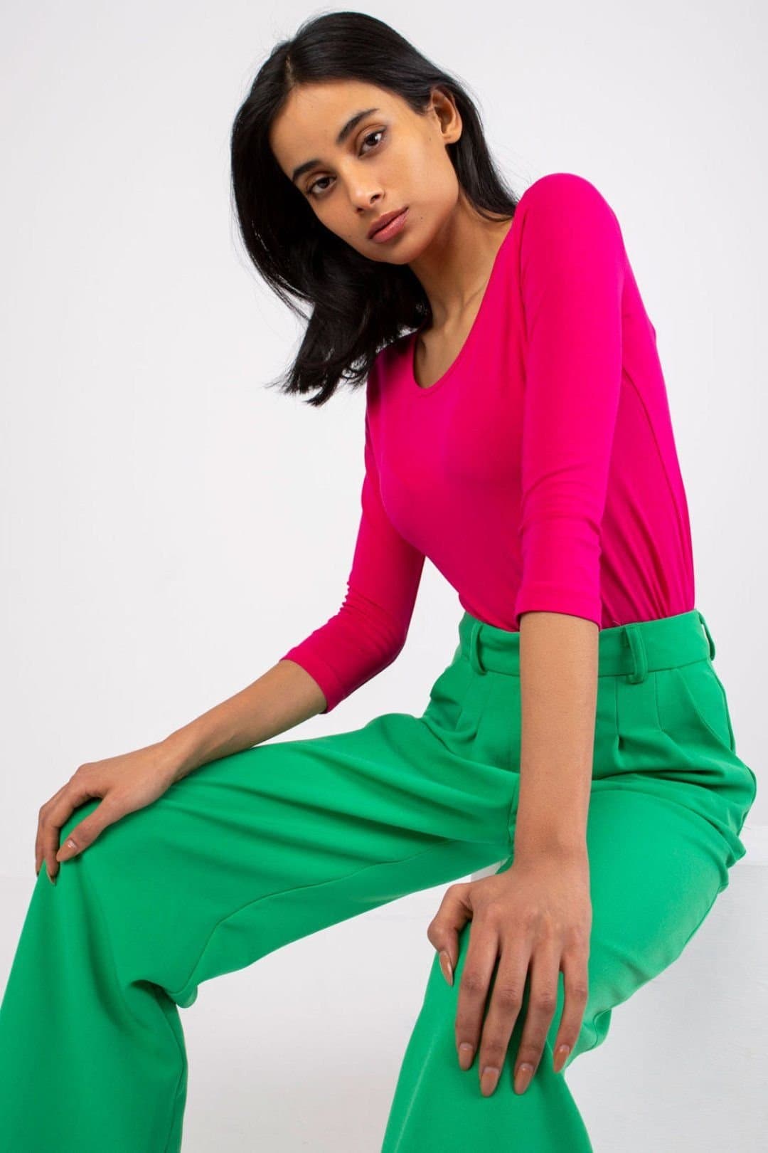 Love Lace Love Lace Women's Simple Cut 3/4 Sleeve Blouse in Pink