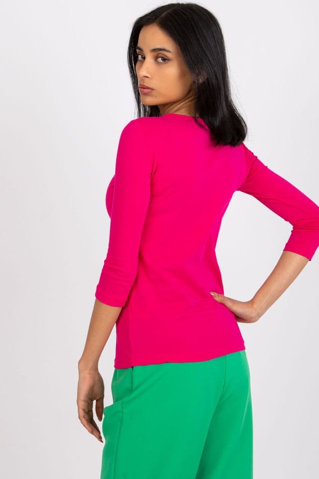 Love Lace Love Lace Women's Simple Cut 3/4 Sleeve Blouse in Pink - 3