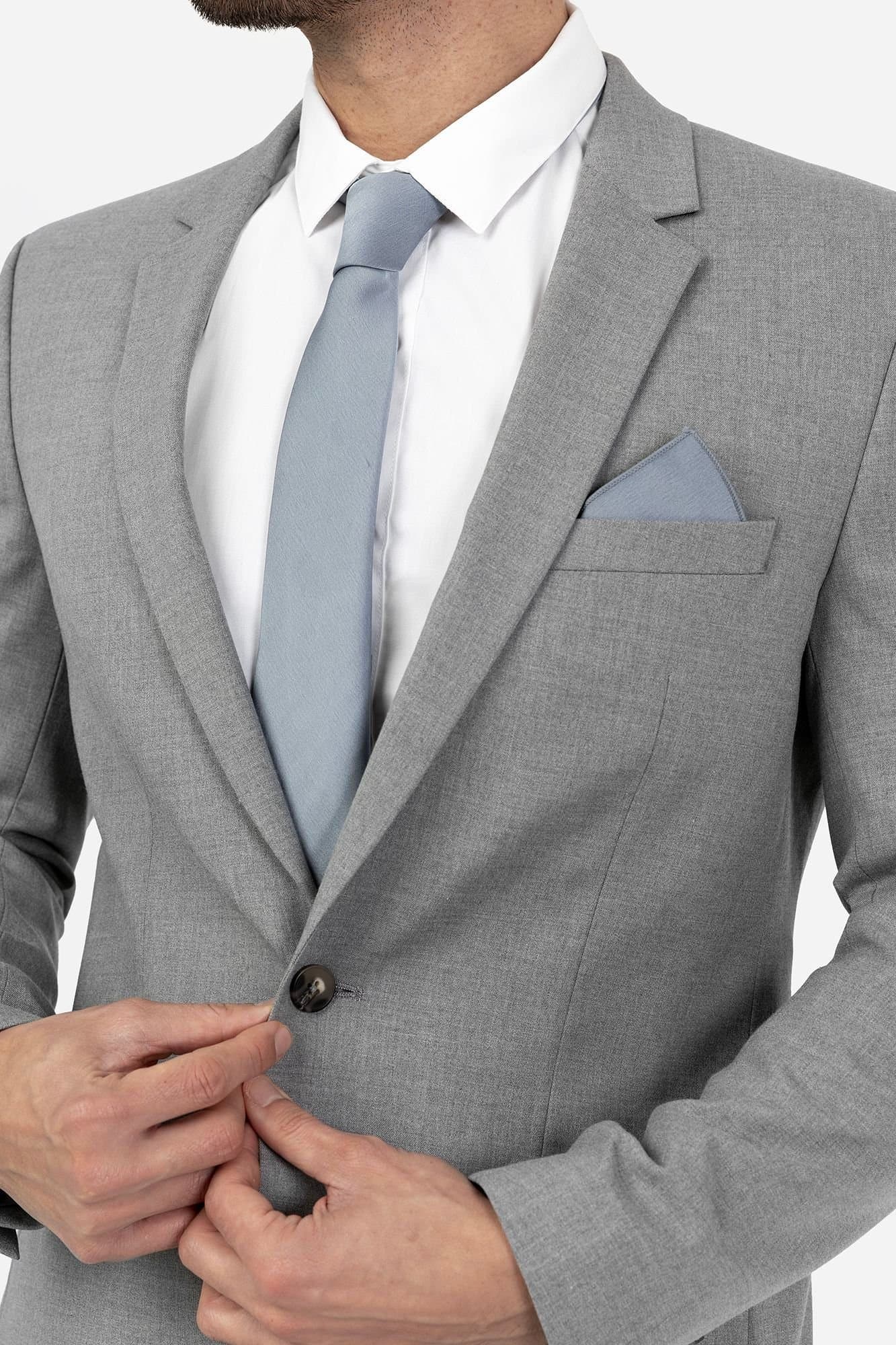 Maya Deluxe Maya Deluxe Men's Satin Tie Pocket Square Set in Blue
