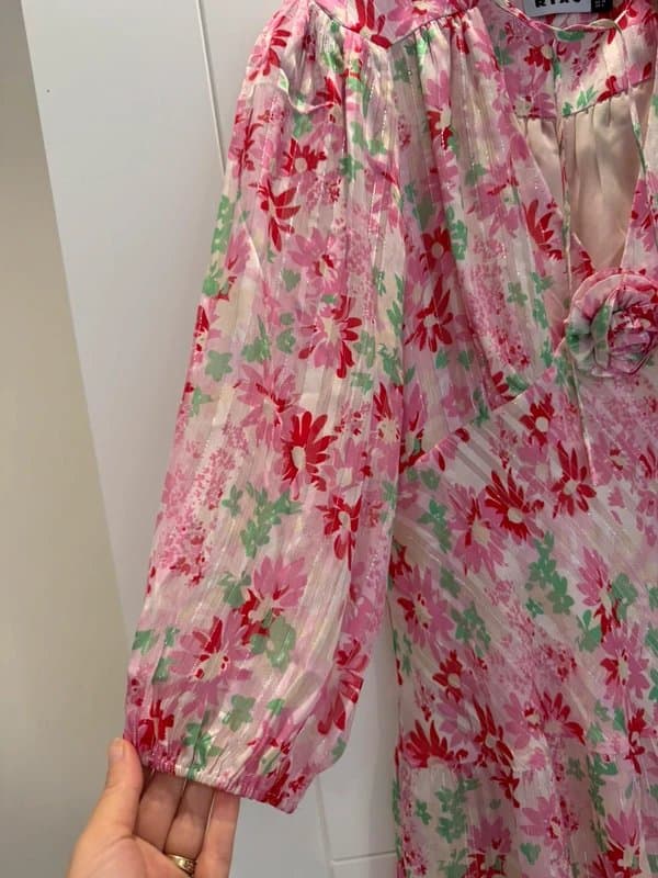 Rixo #RIXO Devi Pink Floral Lurex Mini Dress – UK 14 / EU 42