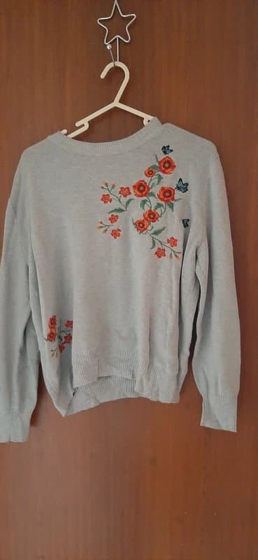 Topshop Toyshop Grey Embroidered jumper size 10