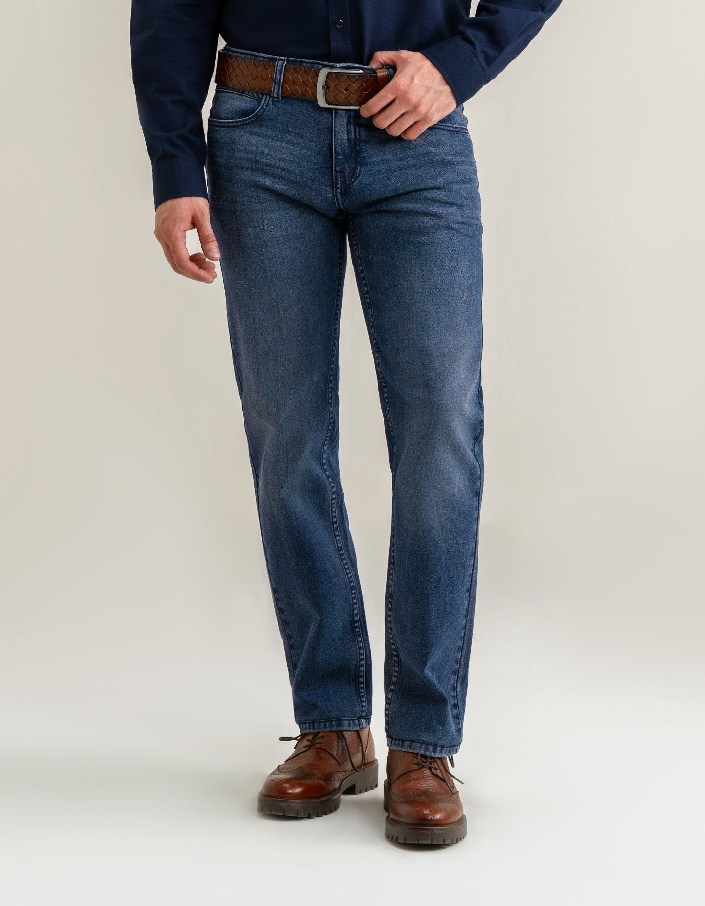 Brian Oak London Brian Oak London Men's Light Green Tinted Denim Jeans - 4