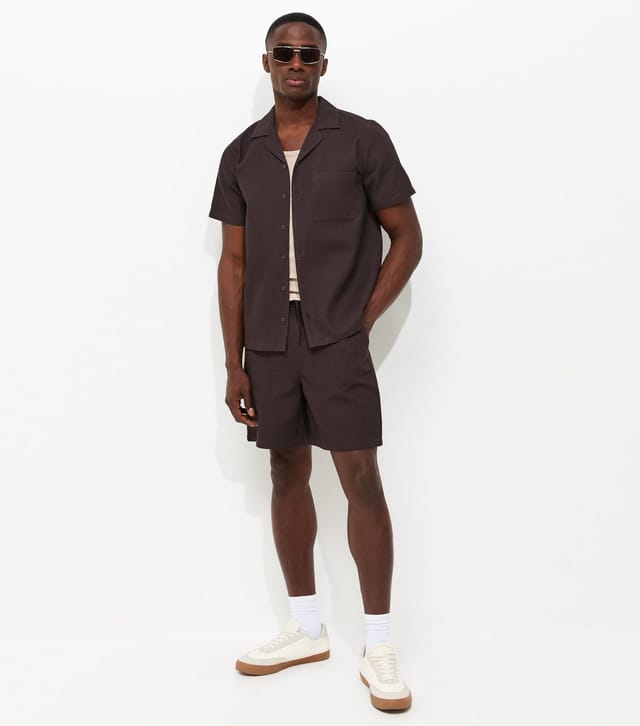 New Look Men's Dark Brown Regular Waffle Shirt New Look - 2