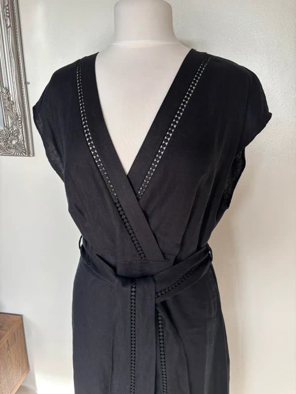 Mango BNWT Mango black linen summer midi dress - size L