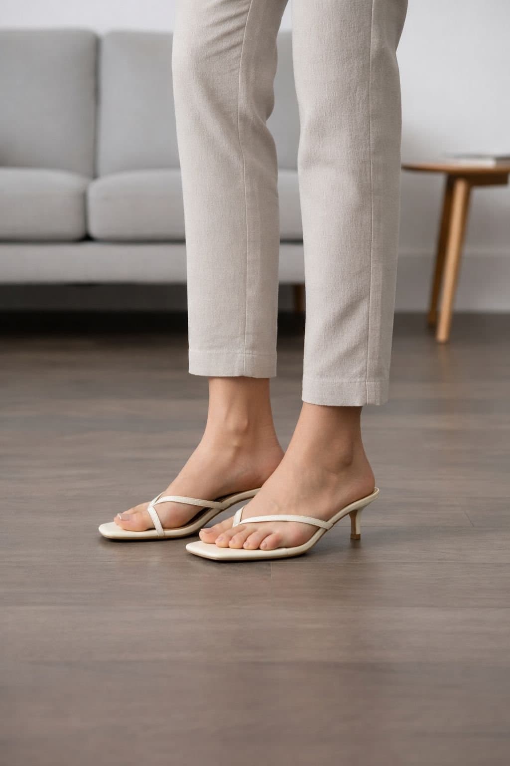 Truffle Collection Truffle Collection Women's Heeled Mules Buckle Polyurethane Kitten Heel Summer Shoes in Stone