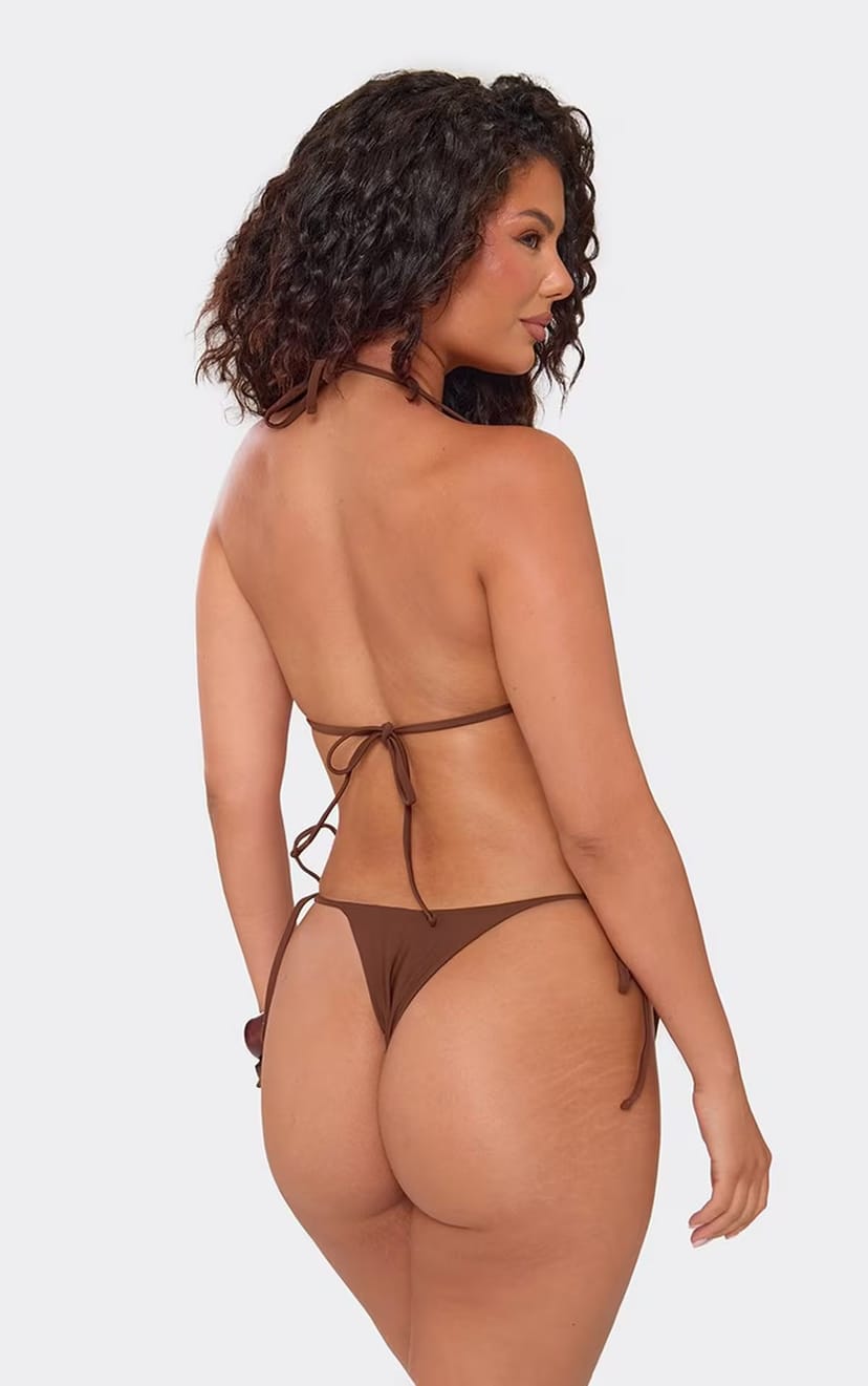 EGO Triangle Bikini Top In Brown, Women's Size UK XS - 1
