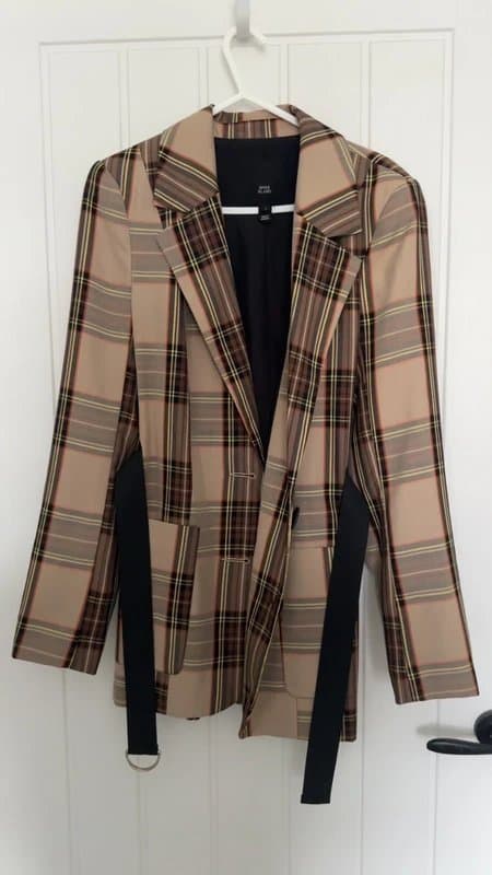 Topshop Topshop checkered blazer with front tie
