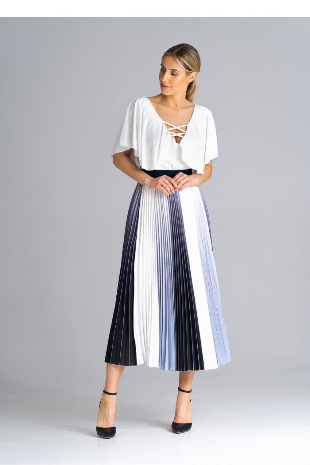 Love Lace Love Lace Women's Midi Pleated Skirt with Elastic Waistband